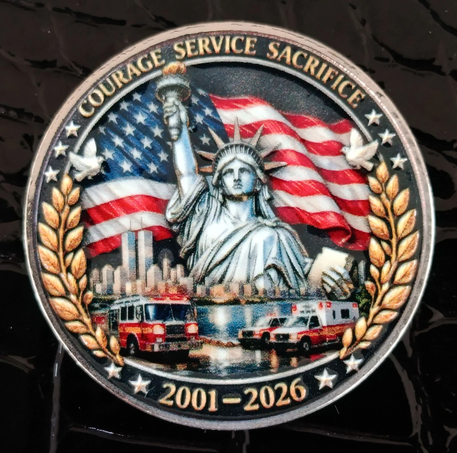 Zeer mooie herdenkingsmedaille, souvenir 11 september New York Diameter 4cm – photo 2